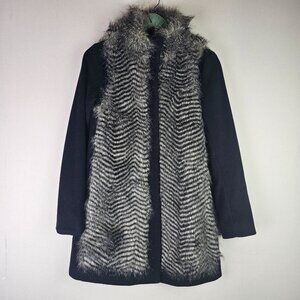 Ann Taylor Cashmere Faux Fur Long Waisted Coat, Sz XS